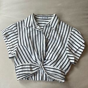 Alexander Wang striped twist front crop shirt size 6